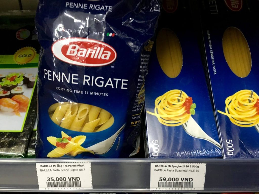 500gr di Penne Rigate = 1,44€; 500gr di Spaghetti = 2,43€