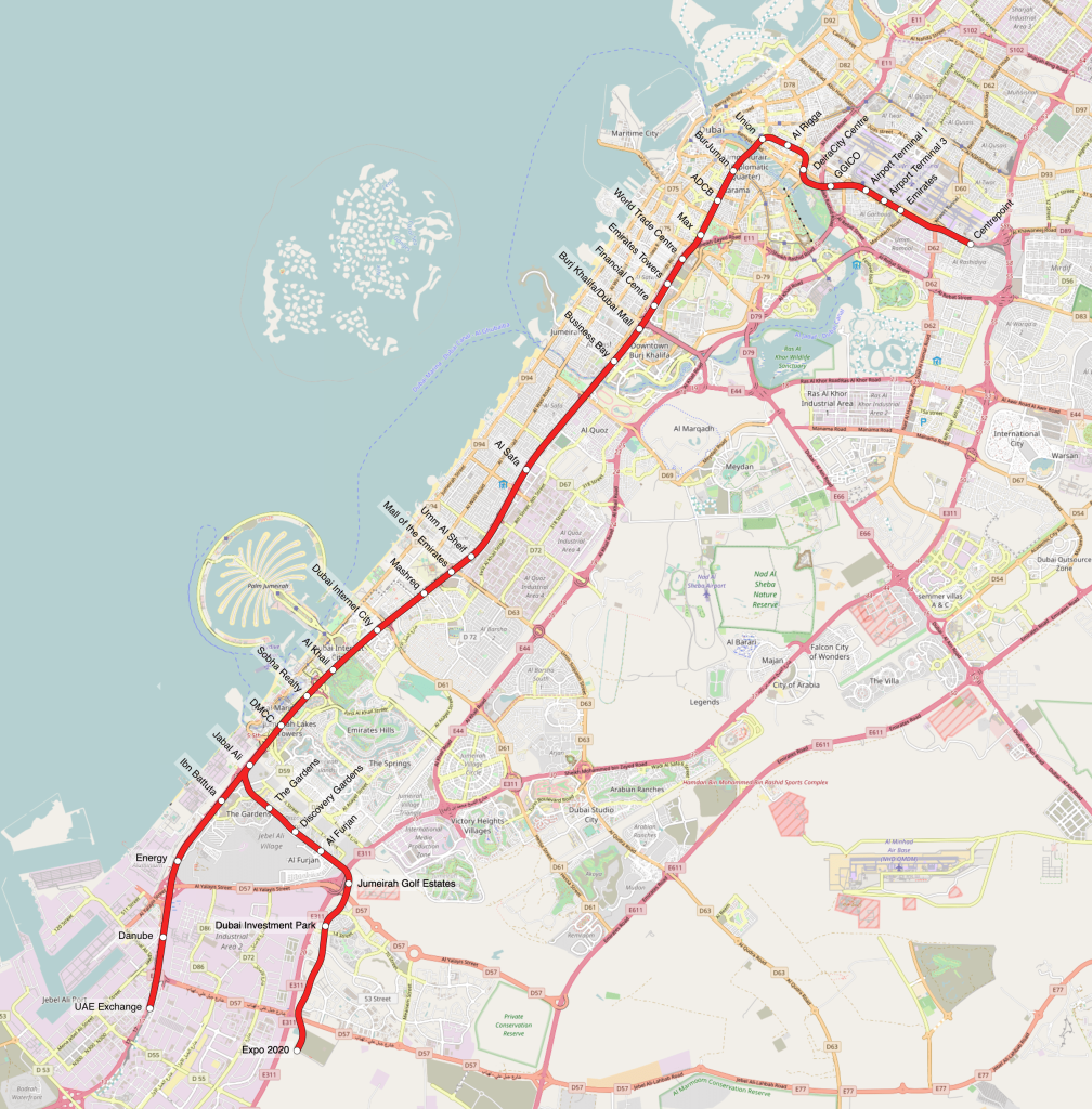 Linea Rossa, Metropoltana Dubai