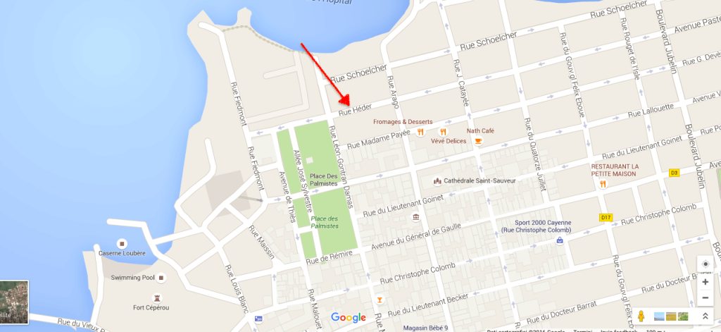 Mappa consolato del Suriname a Cayenne