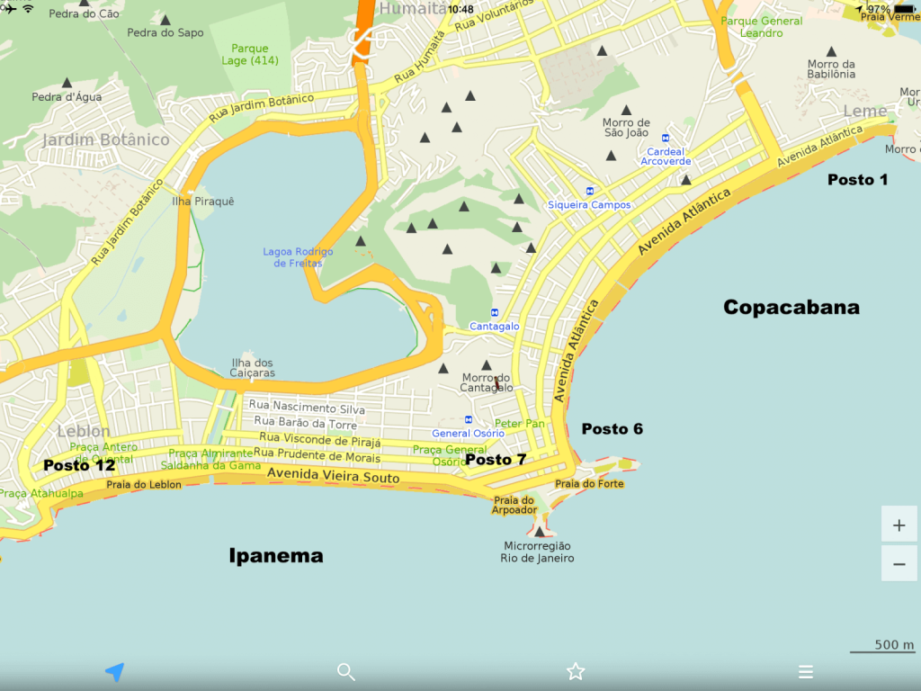 Mappa spiagge Ipanema e Copacabana