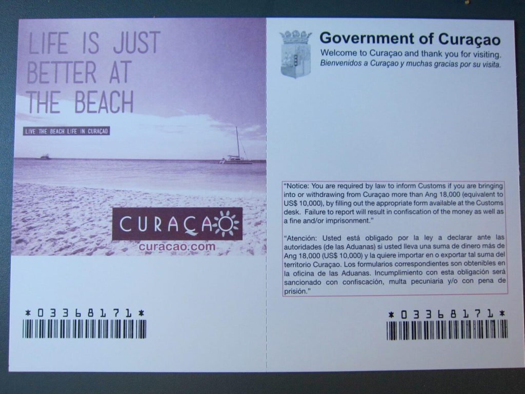 Modulo d'immigrazione di Curacao