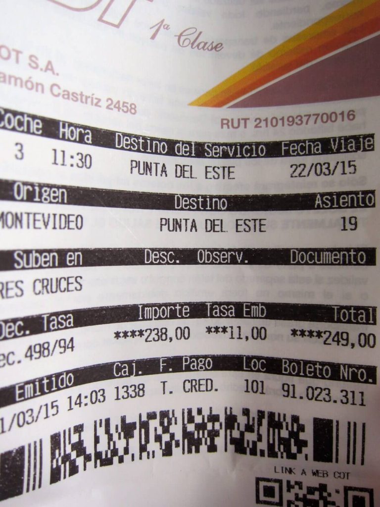 Ticket Bus COT da Montevideo a Punta del Este