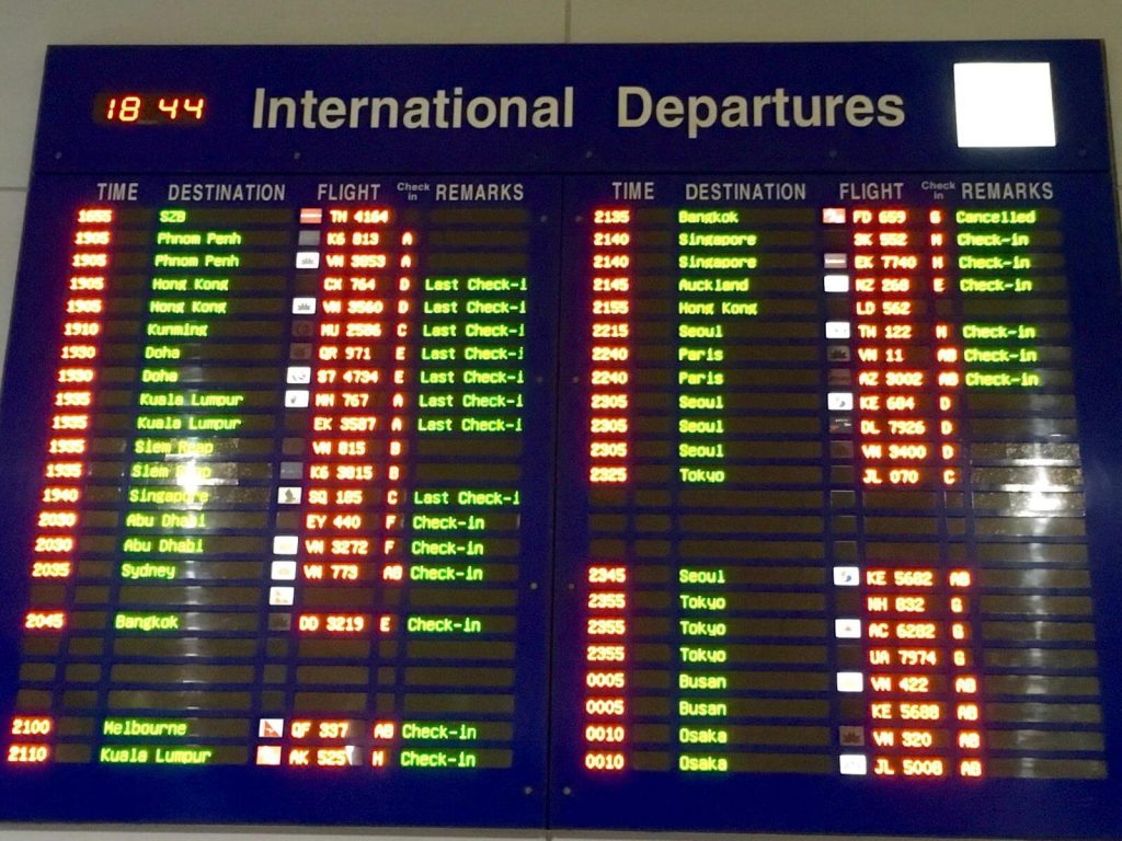 Partenze dell'aeroporto di Ho Chi Minh