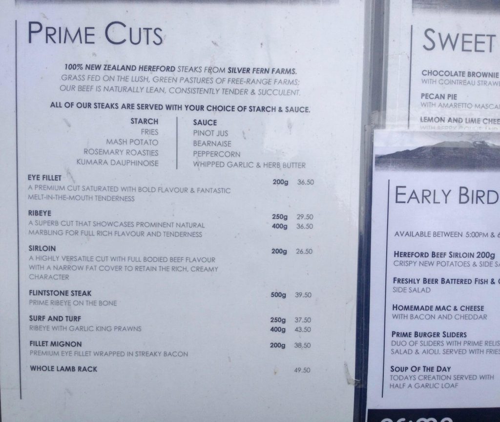 Menu ristorante