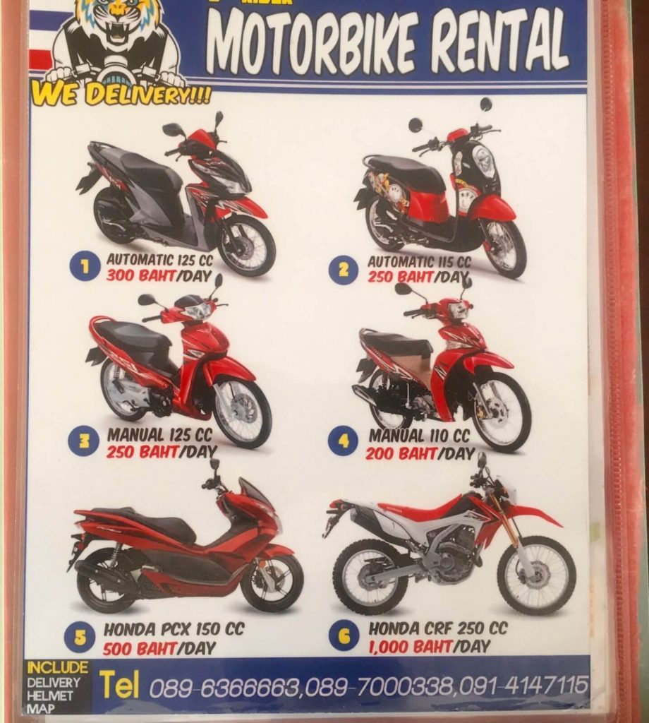 Noleggio scooter, Thailandia