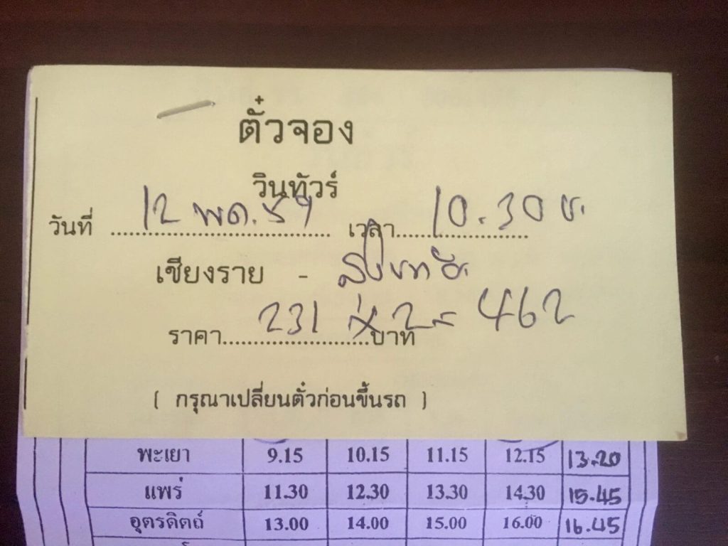 Prenotazione bus Chiang Rai-Sukhtohai