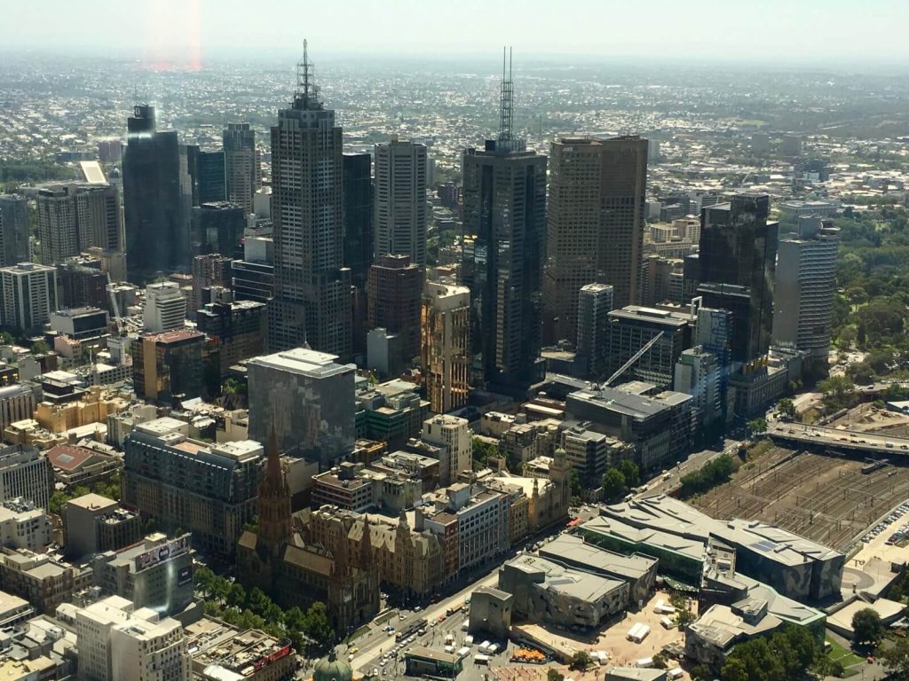Vista panoramica di Melbourne dall'88 piano della torre